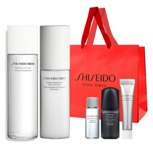 시세이도 맨 하이드레이팅 로션 클리어 150ml + 라이트 플루이드 100ml + 맨세럼 10ml + 맨라이트플루이드 7ml + 맨아이크림 5ml + 쇼핑백 세트